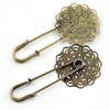 Iron Brooch, Fashion Jewelry Findings, 29x58mm, Sold by Bag