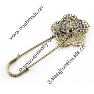 Iron Brooch, Fashion Jewelry Findings, 30x70mm, Sold by Bag