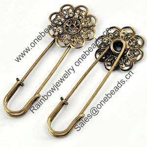 Iron Brooch, Fashion Jewelry Findings, 22x58mm, Sold by Bag