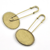 Iron Brooch Settings, Length:70mm, inner dia:30x40mm, Sold by Bag