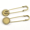 Iron Brooch Settings, Length:70mm, inner dia:10mm, Sold by Bag