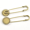 Iron Brooch Settings, Length:70mm, inner dia:18mm, Sold by Bag