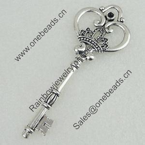 Pendant/Charm, Fashion Zinc Alloy Jewelry Findings, Lead-free, Key 32x84mm, Sold by Bag