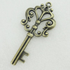 Pendant/Charm, Fashion Zinc Alloy Jewelry Findings, Lead-free, Key 35x78mm, Sold by Bag
