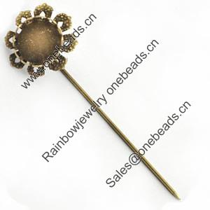 Copper Brooch with Iron Settings, Fashion Jewelry Findings, 67mm, Inner dia:12mm Sold by Bag