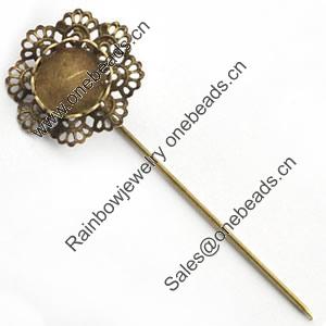 Copper Brooch with Iron Settings, Fashion Jewelry Findings, 71mm, Inner dia:12mm Sold by Bag