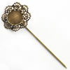 Copper Brooch with Iron Settings, Fashion Jewelry Findings, 71mm, Inner dia:12mm Sold by Bag