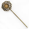 Copper Brooch with Iron Settings, Fashion Jewelry Findings, 72mm, Inner dia:10mm Sold by Bag
