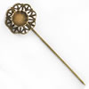 Copper Brooch with Iron Settings, Fashion Jewelry Findings, 72mm, Inner dia:10mm Sold by Bag