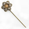 Copper Brooch with Iron Settings, Fashion Jewelry Findings, 74mm, Inner dia:10mm Sold by Bag