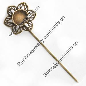 Copper Brooch with Iron Settings, Fashion Jewelry Findings, 74mm, Inner dia:10mm Sold by Bag