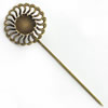 Copper Brooch with Iron Settings, Fashion Jewelry Findings, 70mm, Inner dia:10mm Sold by Bag
