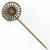 Copper Brooch with Iron Settings, Fashion Jewelry Findings, 70mm, Inner dia:10mm Sold by Bag