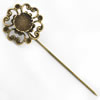 Copper Brooch with Iron Settings, Fashion Jewelry Findings, 71mm, Inner dia:10mm Sold by Bag
