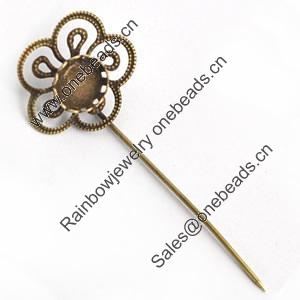 Copper Brooch with Iron Settings, Fashion Jewelry Findings, 71mm, Inner dia:10mm Sold by Bag