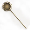 Copper Brooch with Iron Settings, Fashion Jewelry Findings, 71mm, Inner dia:14mm Sold by Bag
