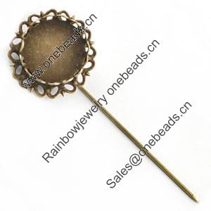 Copper Brooch with Iron Settings, Fashion Jewelry Findings, 71mm, Inner dia:18mm Sold by Bag