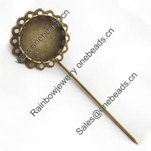 Copper Brooch with Iron Settings, Fashion Jewelry Findings, 73mm, Inner dia:18mm Sold by Bag