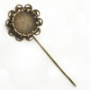 Copper Brooch with Iron Settings, Fashion Jewelry Findings, 75mm, Inner dia:18mm Sold by Bag
