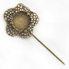 Copper Brooch with Iron Settings, Fashion Jewelry Findings, 77mm, Inner dia:18mm Sold by Bag