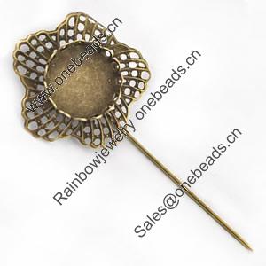 Copper Brooch with Iron Settings, Fashion Jewelry Findings, 77mm, Inner dia:18mm Sold by Bag