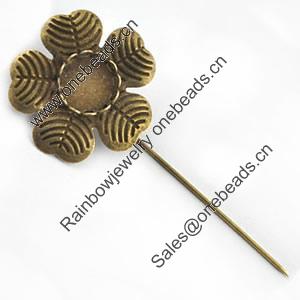 Copper Brooch with Iron Settings, Fashion Jewelry Findings, 77mm, Inner dia:12mm Sold by Bag