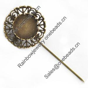 Copper Brooch with Iron Settings, Fashion Jewelry Findings, 76mm, Inner dia:18mm Sold by Bag