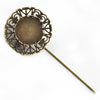 Copper Brooch with Iron Settings, Fashion Jewelry Findings, 76mm, Inner dia:18mm Sold by Bag
