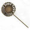 Copper Brooch with Iron Settings, Fashion Jewelry Findings, 76mm, Inner dia:18mm Sold by Bag