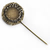 Copper Brooch with Iron Settings, Fashion Jewelry Findings, 77mm, Inner dia:18mm Sold by Bag