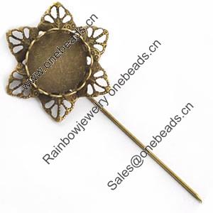 Copper Brooch with Iron Settings, Fashion Jewelry Findings, 80mm, Inner dia:18mm Sold by Bag