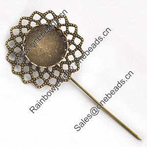 Copper Brooch with Iron Settings, Fashion Jewelry Findings, 76mm, Inner dia:18mm Sold by Bag