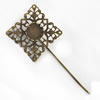 Copper Brooch with Iron Settings, Fashion Jewelry Findings, 76mm, Inner dia:12mm Sold by Bag