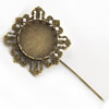 Copper Brooch with Iron Settings, Fashion Jewelry Findings, 83mm, Inner dia:25mm Sold by Bag

