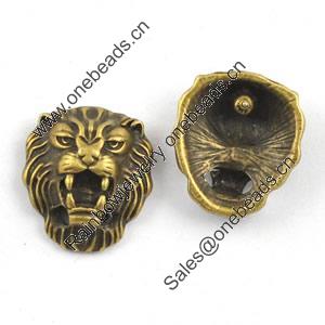 Brooch/Hairpin Head, Fashion Zinc Alloy Jewelry Findings. Lead-free. Animal Head 19x21mm Sold by Bag