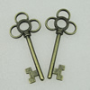 Pendant/Charm, Fashion Zinc Alloy Jewelry Findings, Lead-free, Key 23x52mm, Sold by Bag
