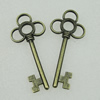 Pendant/Charm, Fashion Zinc Alloy Jewelry Findings, Lead-free, Key 23x52mm, Sold by Bag