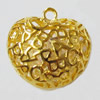Copper Hollow Pendant with Crystal, Fashion Jewelry Findings, Lead-free, Heart 19x19x11mm, Sold by PC