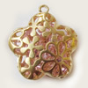 Copper Hollow Pendant with Crystal, Fashion Jewelry Findings, Lead-free, Flower 23x26x9mm, Sold by PC
