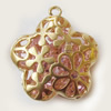 Copper Hollow Pendant with Crystal, Fashion Jewelry Findings, Lead-free, Flower 23x26x9mm, Sold by PC