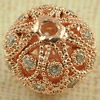 Copper Zircon Beads, Fashion jewelry findings, A Grade Round 12mm, Sold by PC
