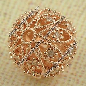 Copper Zircon Beads, Fashion jewelry findings, A Grade Round 10mm, Sold by PC