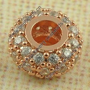 Copper Zircon Beads, Fashion jewelry findings, A Grade Rondelle 8mm, Sold by PC