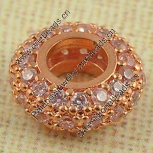Copper Zircon Beads, Fashion jewelry findings, A Grade Rondelle 12mm, Sold by PC