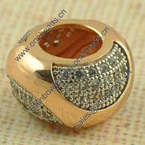 Copper Zircon Beads, Fashion jewelry findings, A Grade Rondelle 10mm, Sold by PC