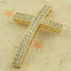 Copper Zircon Beads, Fashion jewelry findings, A Grade Cross 25x37mm, Sold by PC
