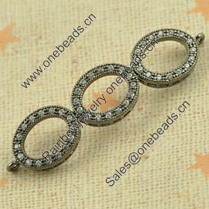 Copper Zircon Connector, Fashion jewelry findings, A Grade 10x39mm, Sold by PC