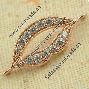 Copper Zircon Connector, Fashion jewelry findings, A Grade Mouth 10x24mm, Sold by PC