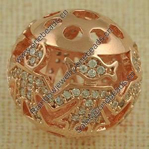 Copper Zircon Beads, Fashion jewelry findings, A Grade Rount 18mm, Sold by PC