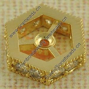 Copper Zircon Beads, Fashion jewelry findings, A Grade Hexagon 10mm, Sold by PC